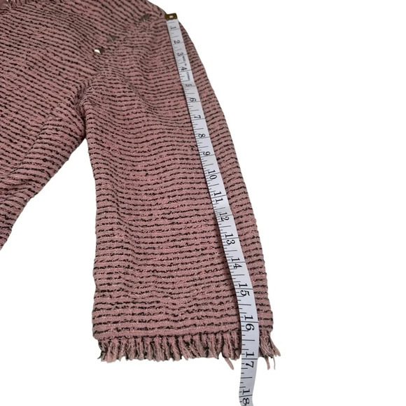 American Rag Cie Sz M Distressed Tweed Studded Crop Jacket Boho Rocker Chic - Picture 6 of 12